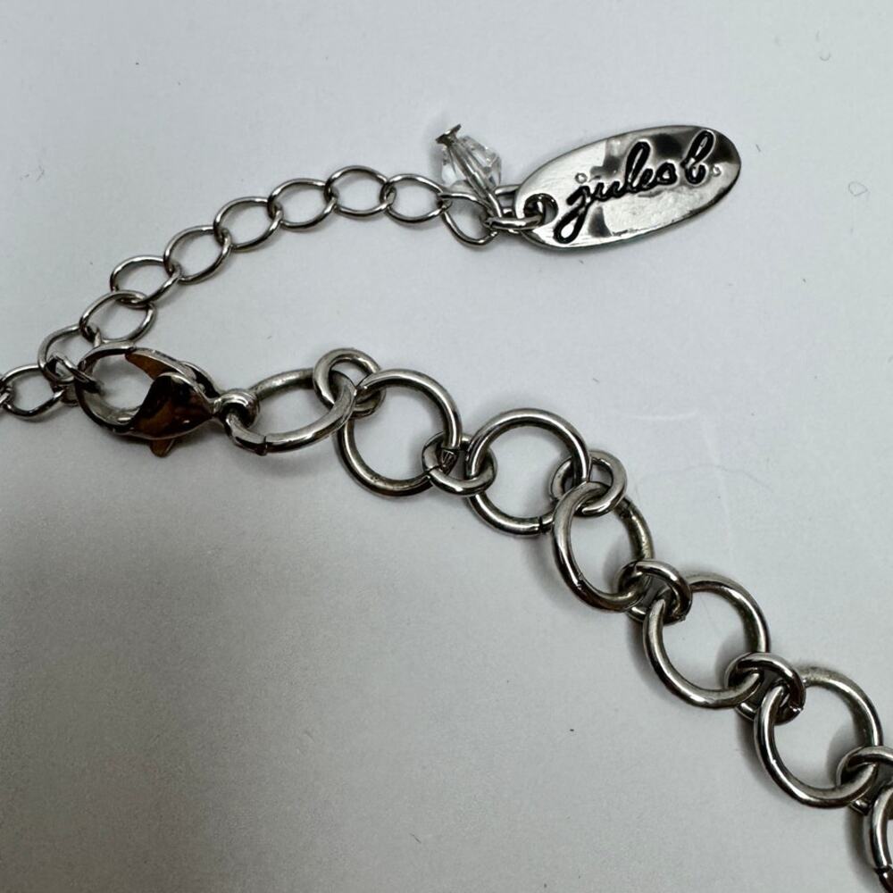 VNTG Jules B. Silver Tone Hammered Disc Bib Statement Necklace Graduated Collar - Picture 4 of 5